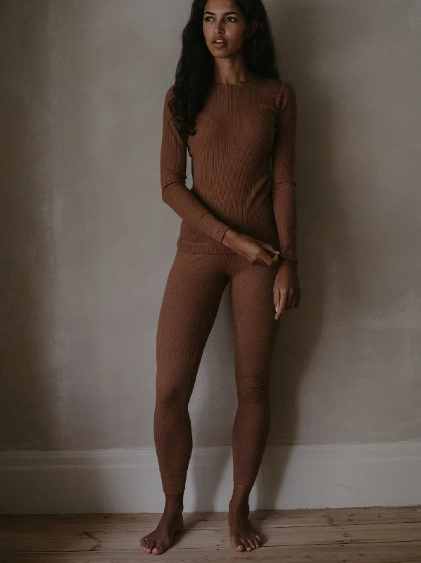 Ribbed Pajama Top & Legging Women's Bundle Comfortable Compression Leggings