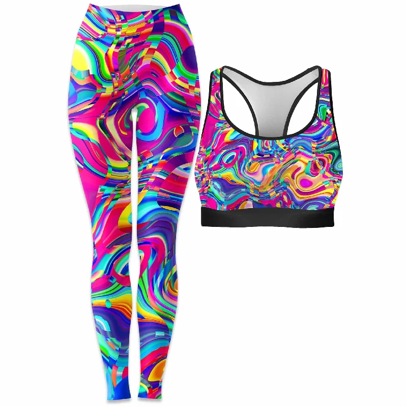 Psych Dip Rave Bra and Leggings Combo Trendy Flared Leggings