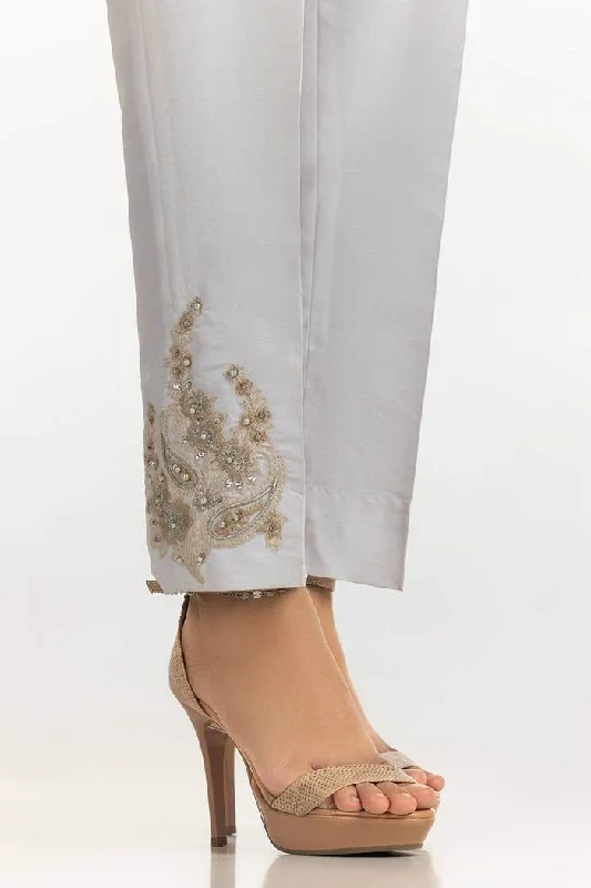 Gul Ahmed Stitched White Rawsilk Embroidered Trouser TR-24-30-White Trousers Formal Black Gul Ahmed Stitched White Rawsilk Embroidered Trouser TR-24-30-White Trousers Formal Black