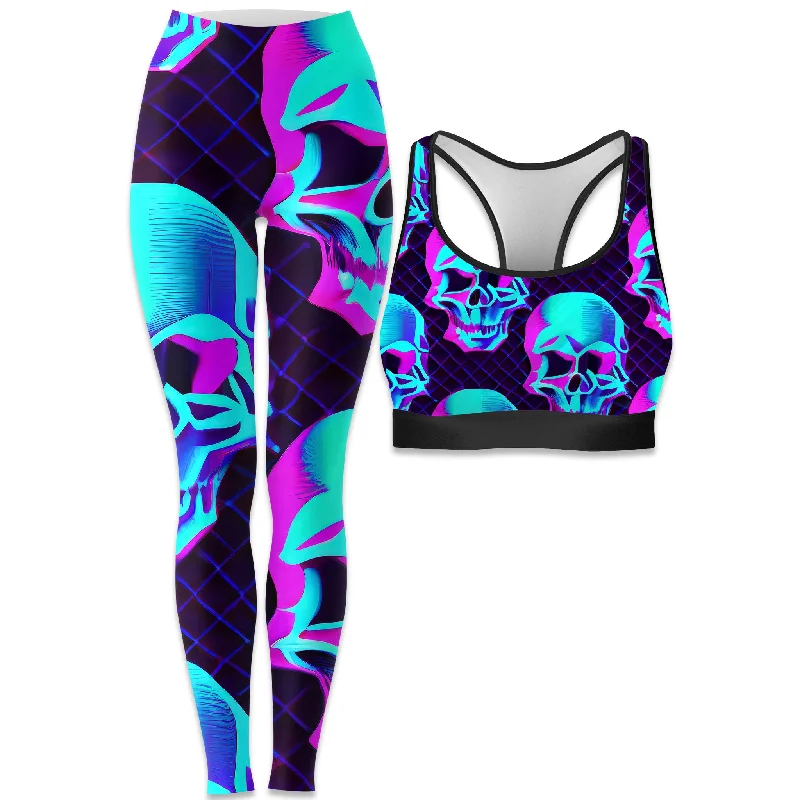 Night Trek Rave Bra and Leggings Combo Trendy Cut-Out Activewear Leggings