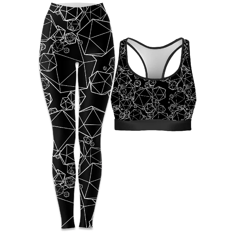 Icosahedron Madness Black Rave Bra and Leggings Combo Trendy Minimalist Leggings