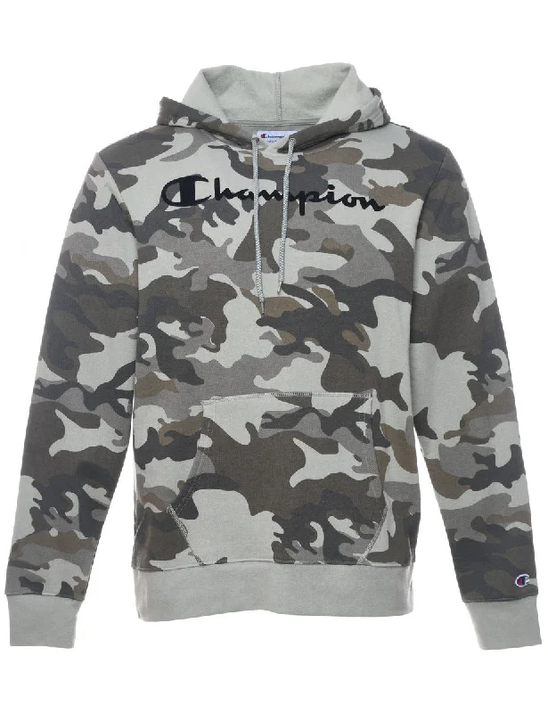 Champion Camouflage Hoodie - M Hoodie with Thumb Holes Functional Cozy