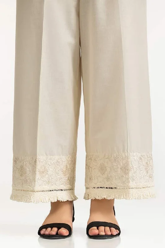 Gul Ahmed Stitched Beige Lawn Embroidered Trouser IUSTTR-42008 Trousers Winter Warm