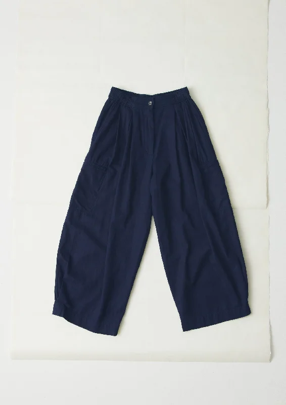 Cotton Twill Wide Leg Trousers | Indigo Trousers fashionable chic