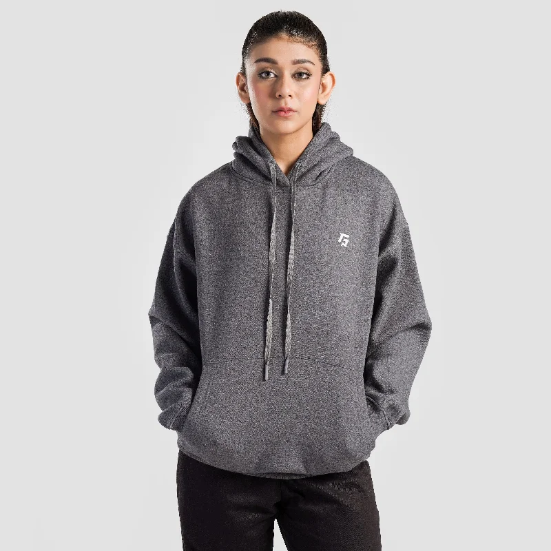 Essential Oversized Hoodie (Charcoal) Hoodie with Velcro Closure Adjustable Secure