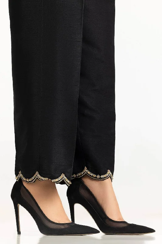 Gul Ahmed Stitched Rawsilk Embroidered Trouser TR-24-25-Black Trousers Wedding White Gul Ahmed Stitched Rawsilk Embroidered Trouser TR-24-25-Black Trousers Wedding White