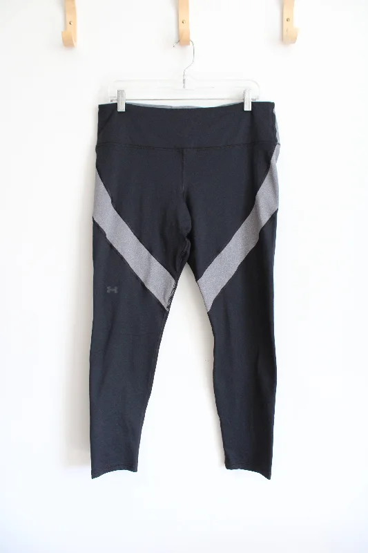 Under Armour Black & Gray Athletic Leggings | XL Comfortable Yoga Tights Leggings