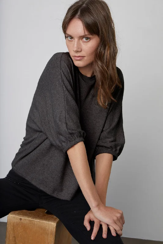 MAKAYLA CREW NECK PULLOVER Button Front Sweater