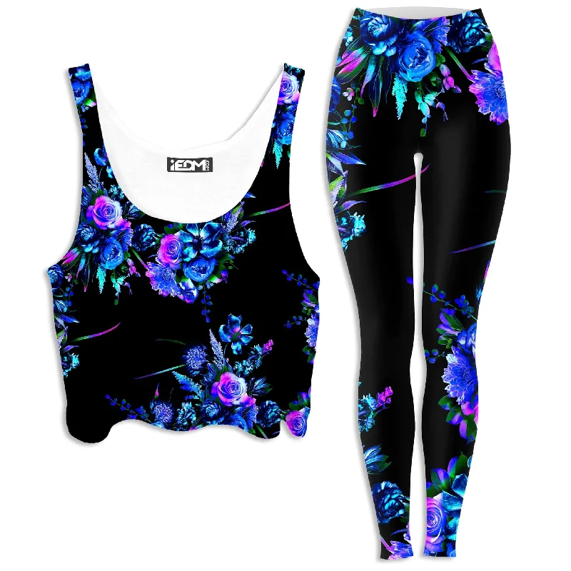 Midnight Garden Crop Top and Leggings Combo Anti-Shrink Durable Soft