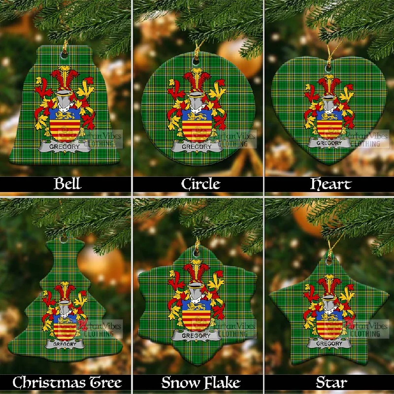 Gregory Irish Clan Tartan Christmas Ceramic Ornament with Coat of Arms Satin Silk Chiffon Gregory Irish Clan Tartan Christmas Ceramic Ornament with Coat of Arms Satin Silk Chiffon