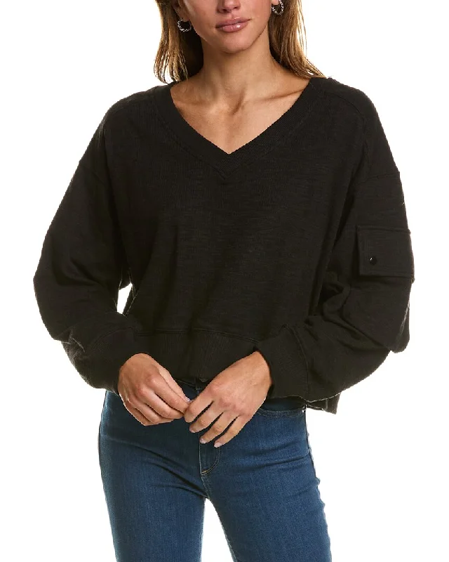 Vintage Havana Bounded Texture Jersey V-Neck Pullover Fleece Warm Pullover