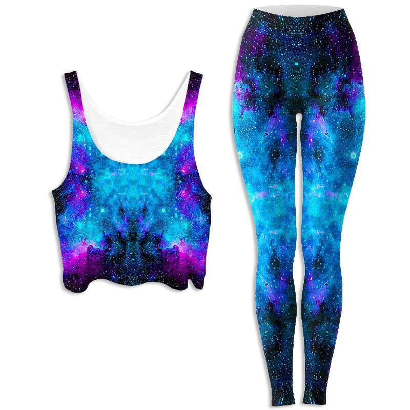 Galactic Spectrum Crop Top and Leggings Combo Cotton Fabric Linen Fabric Terry Fabric Galactic Spectrum Crop Top and Leggings Combo Cotton Fabric Linen Fabric Terry Fabric