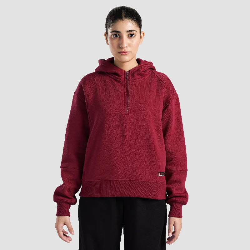 Vitablaze Half Zip Hoodie (Burgundy) Hoodie with Elastic Cuffs Stretchable Comfortable Vitablaze Half Zip Hoodie (Burgundy) Hoodie with Elastic Cuffs Stretchable Comfortable