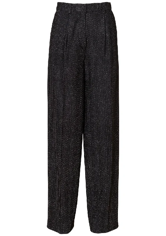 Wide Leg Lamé Trousers Black Trousers Hiking Durable