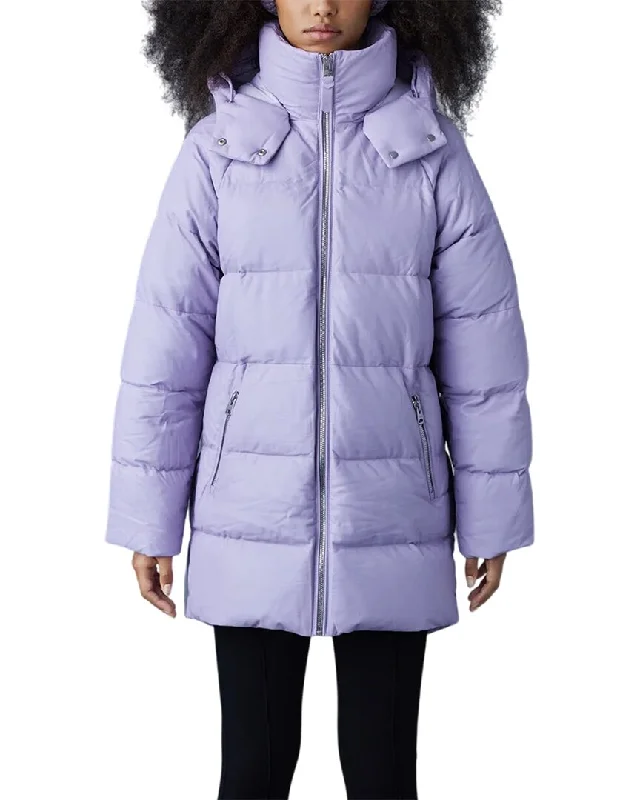 Mackage Karsyn-DL Leather Coat Hooded Caped Scarf