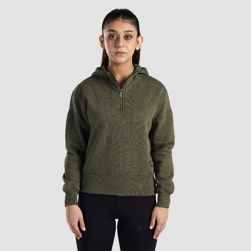 Arcadia Half Zip Hoodie (Olive) Hoodie with Gradient Ombre Colorful