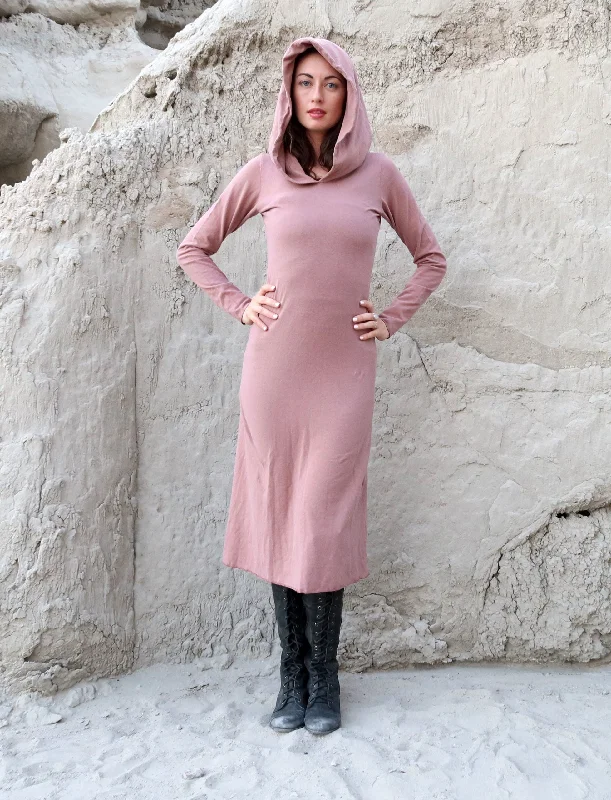 Beach Bum Hoodie Simplicity Below Knee Dress Hoodie with Stripes Bold Sporty