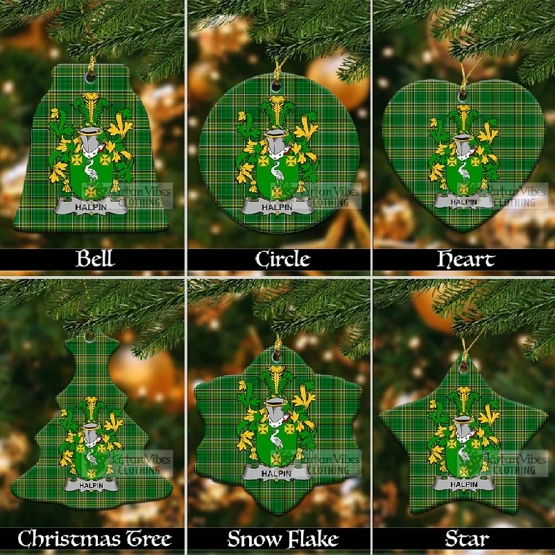 Halpin Irish Clan Tartan Christmas Ceramic Ornament with Coat of Arms Peter Pan Collar Cowl Neck Turtleneck Halpin Irish Clan Tartan Christmas Ceramic Ornament with Coat of Arms Peter Pan Collar Cowl Neck Turtleneck