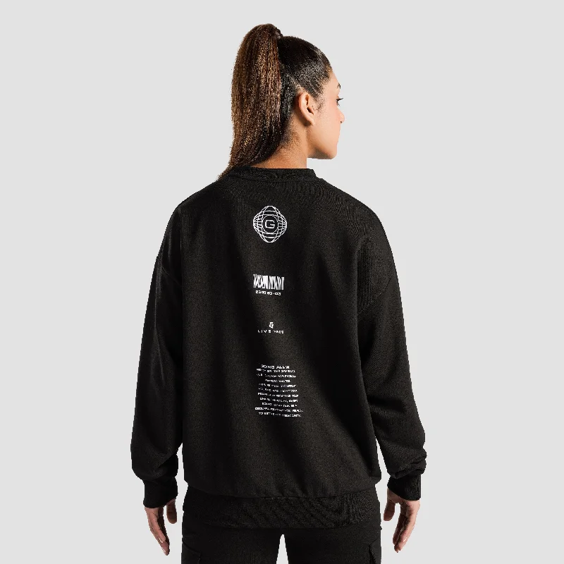 Sanctuary Oversized SweatShirt (Black) Hoodie with Typography Text Message