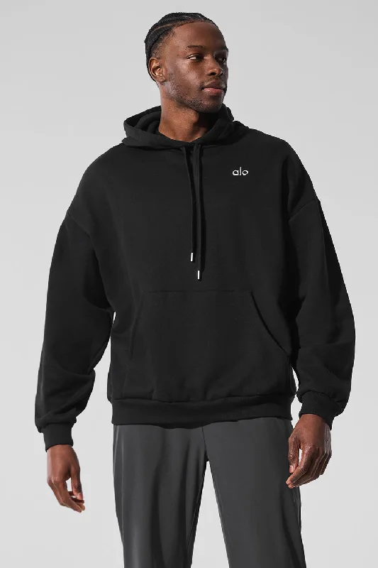 Accolade Hoodie - Black Hoodie with Mock Neck Collared Structured