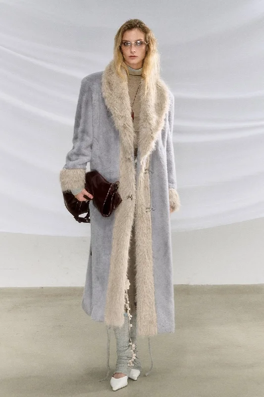 Faux Fur Wool Blend Coat Parka Anorak Hoodie