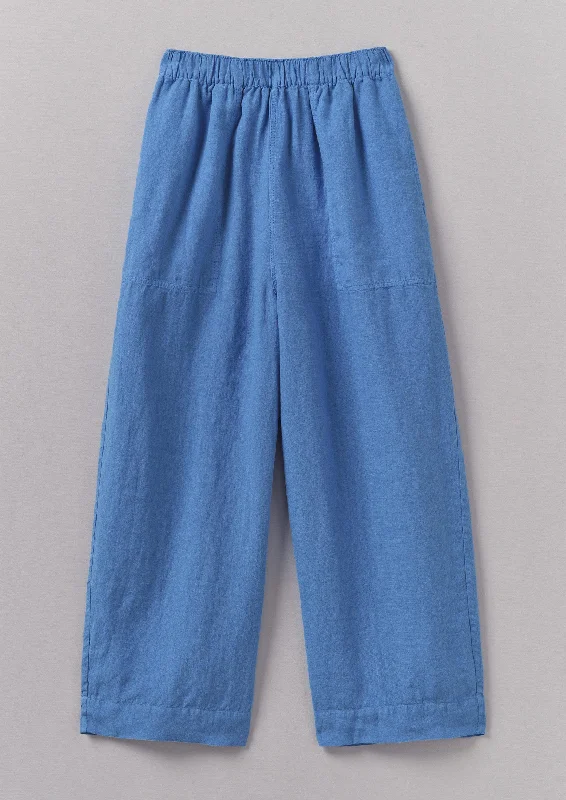 Garment Dyed Linen Barrel Leg Trousers | Blue Violane Trousers versatile all-occasion Garment Dyed Linen Barrel Leg Trousers | Blue Violane Trousers versatile all-occasion
