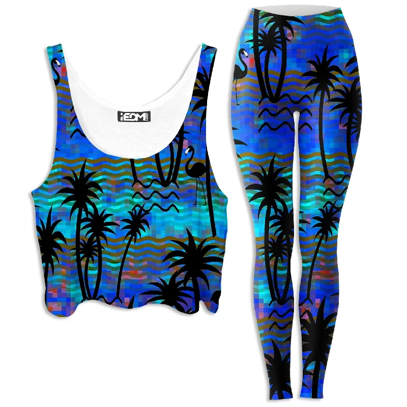 Tropical Dreams Crop Top and Leggings Combo Embroidered Appliqued Beaded
