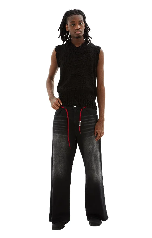 Bleached Denim Trousers (Black) Trousers Chinos Classic