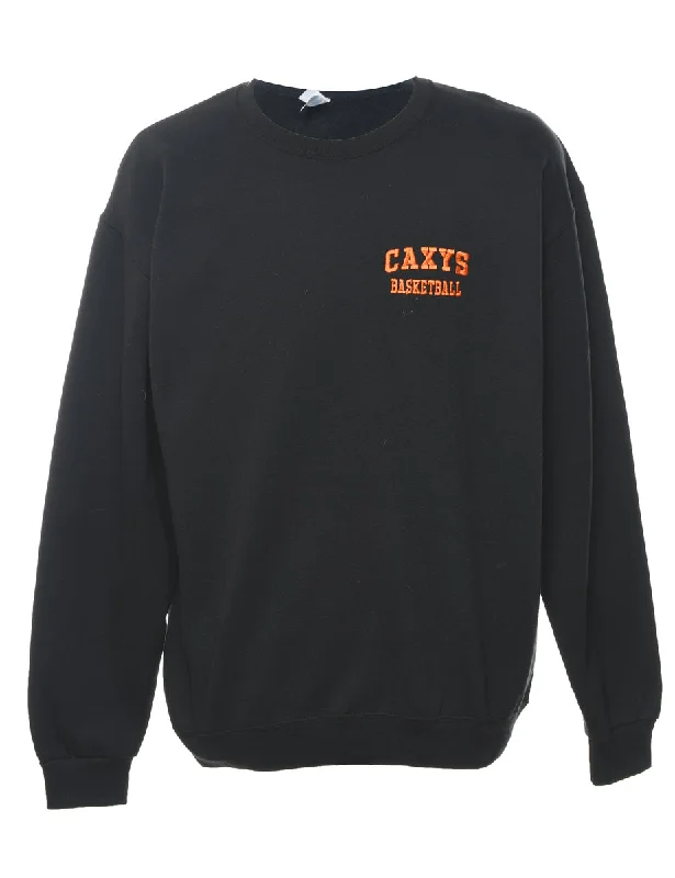 CAXYS Basketball Vintage Printed Sweatshirt - L Hoodie with Embroidery Detailed Premium