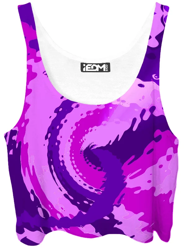 Purple Haze Crop Top Mesh Blend Leather Blend Suede Blend