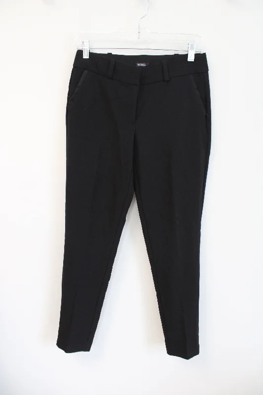 XOXO Solid Black Trouser Pants | 5/6 Trousers Leather Faux