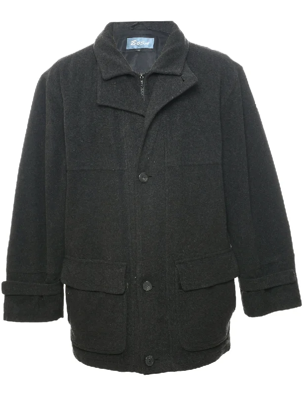 Black Wool Coat - L Blouse Shirt Tunic