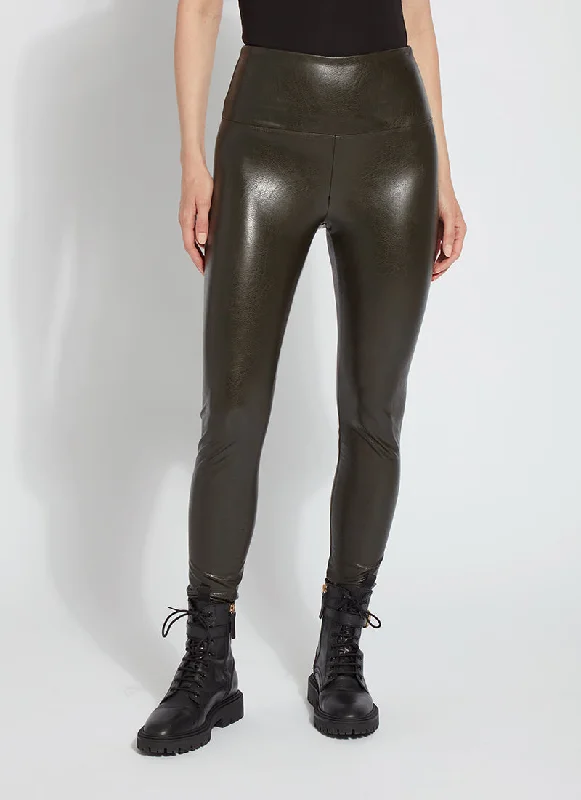 Textured Leather Legging | Garden Green Stylish Ultra Stretch Leggings