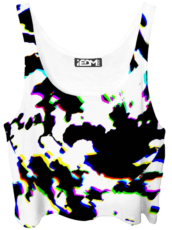 Cow Hide Print Rave Drip Crop Top Machine Wash Dry Clean Hand Wash