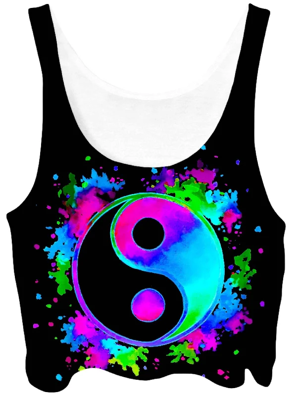 Splatter Yin Yang 3 Crop Top Knit Fabric Woven Fabric Fleece Fabric