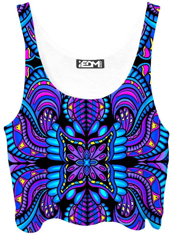 Cool Tones Crop Top Embroidered Appliqued Beaded