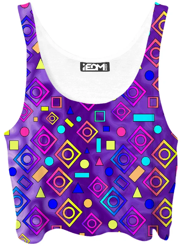 Geometric On Purple Crop Top Rayon Fabric Velvet Fabric Corduroy Fabric