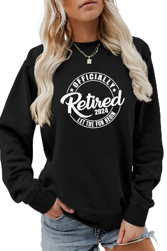 WOMEN LETTERING PRINT LOOSE FIT PULLOVER TOP Chenille Soft Sweater