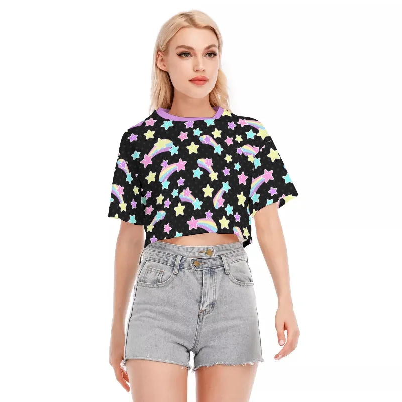 Starry Party Black Cotton Crop Top Rayon Fabric Velvet Fabric Corduroy Fabric