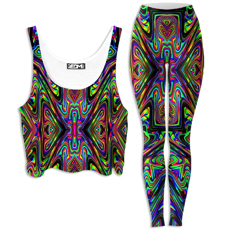 50mg Crop Top and Leggings Combo Striped Floral Plaid