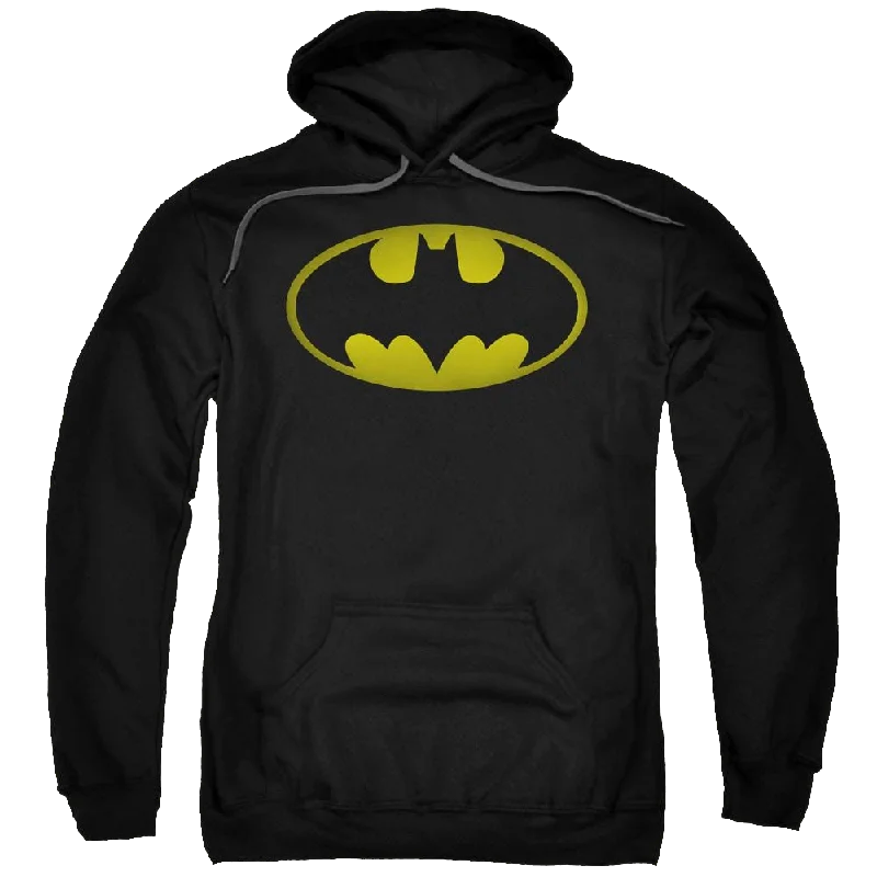 Batman Washed Bat Logo - Pullover Hoodie Boxy Neck Sweater