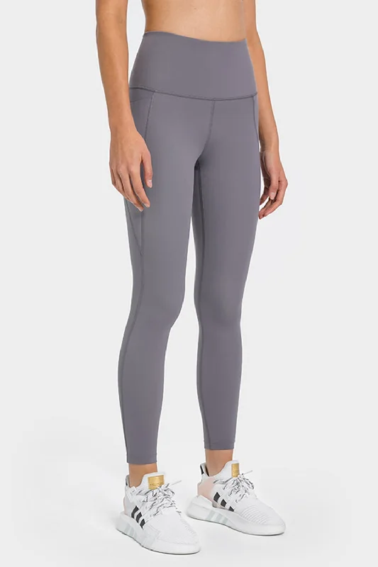 High Waist Ankle-Length Yoga Leggings with Pockets Fashionable Stretchy Fit Leggings