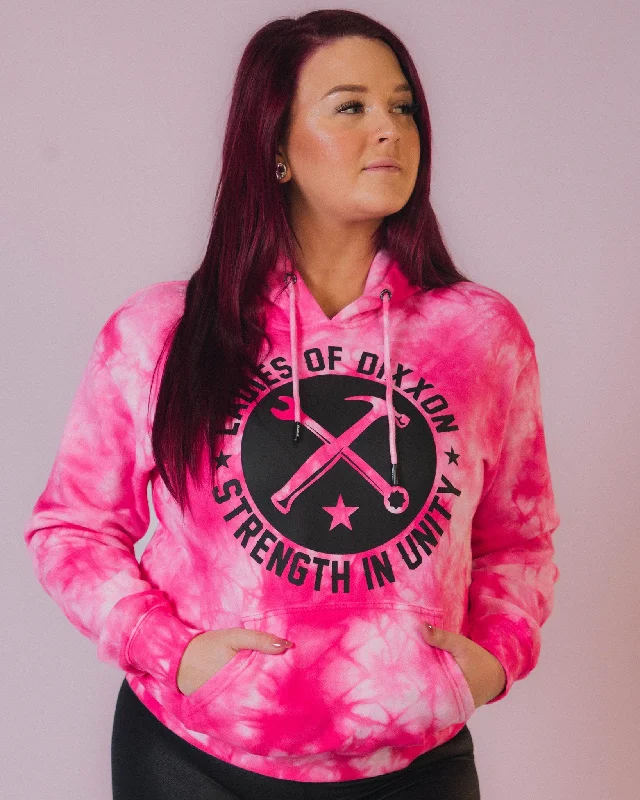 Women's Ladies of Dixxon Tie Dye Pullover Hoodie - Pink Textured Knit Design