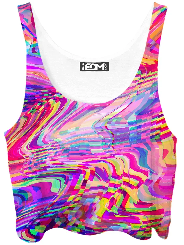 Glitch Waves Crop Top Casual Formal Business