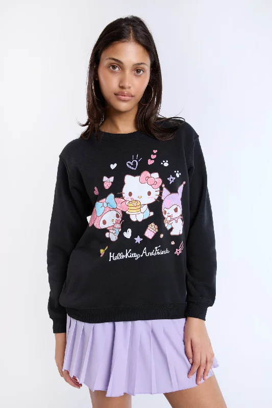 Hello Kitty And Friends Graphic Crew Neck Sweatshirt Zip Hoodie Drawstring Kangaroo Pocket Hello Kitty And Friends Graphic Crew Neck Sweatshirt Zip Hoodie Drawstring Kangaroo Pocket