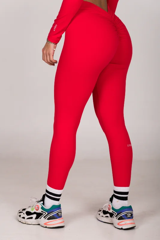 LYOM™ Active Allure Leggings - Red Trendy High-Compression Leggings