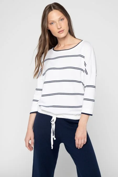 Kinross Cashmere Drawstring Pullover Besom Neck Pullover