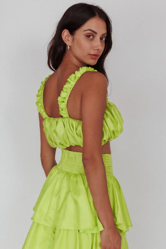 Sozo Bubble Crop Top Lime Plaid Crop Top Polka Dot Checkered