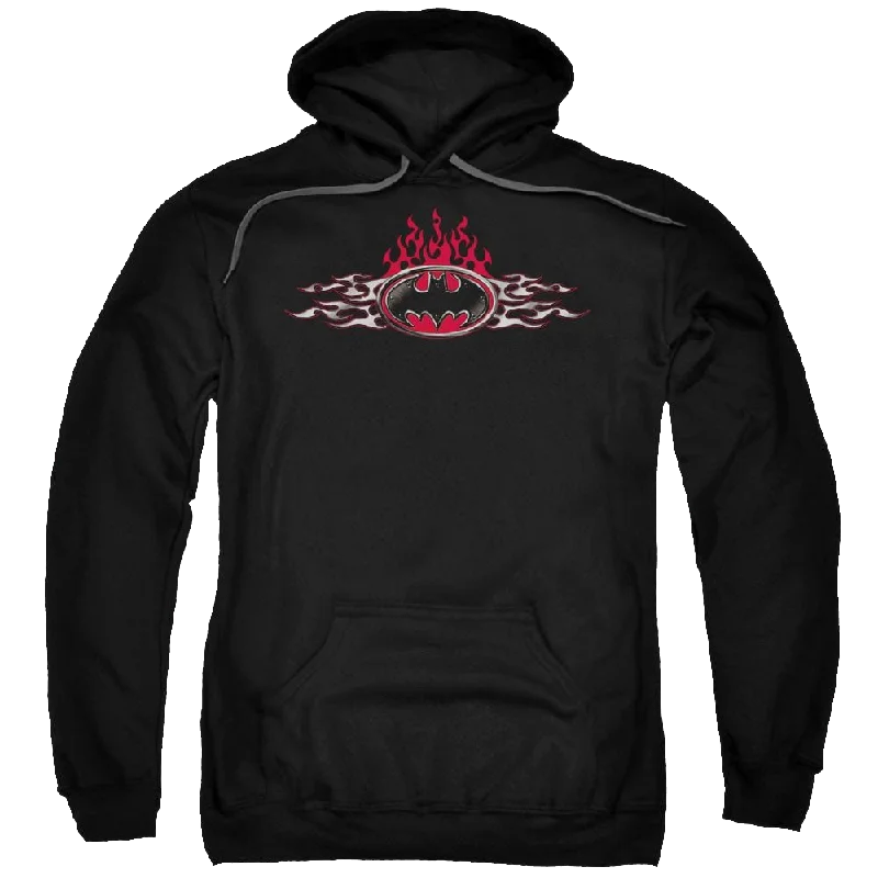 Batman Steel Flames Logo - Pullover Hoodie Oversized Cozy Pullover