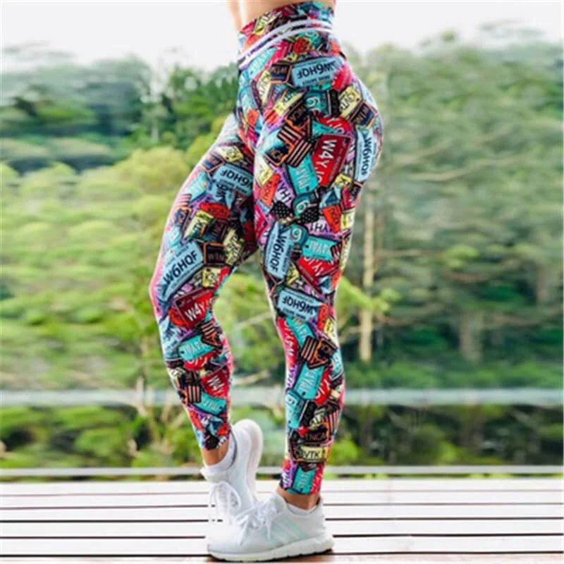 Women Unique Graphic Printed High-Waisted Yoga Leggings Elegant Casual Fit Leggings